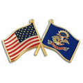 North Dakota & USA Crossed Flag Pin